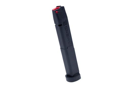 34 round black polymer magazine with high-visibility follower.